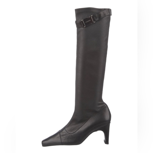 CHANEL Black Leather Knee High Boots - Picture 1 of 13